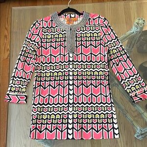 Tory Burch Pink Geometric Pattern Tunic